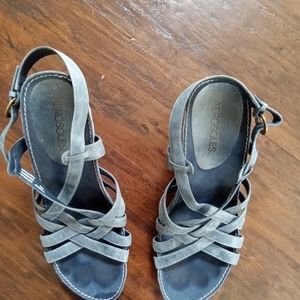 Blue Strappy Aerosoles Wedge Sandals Size 9.5
